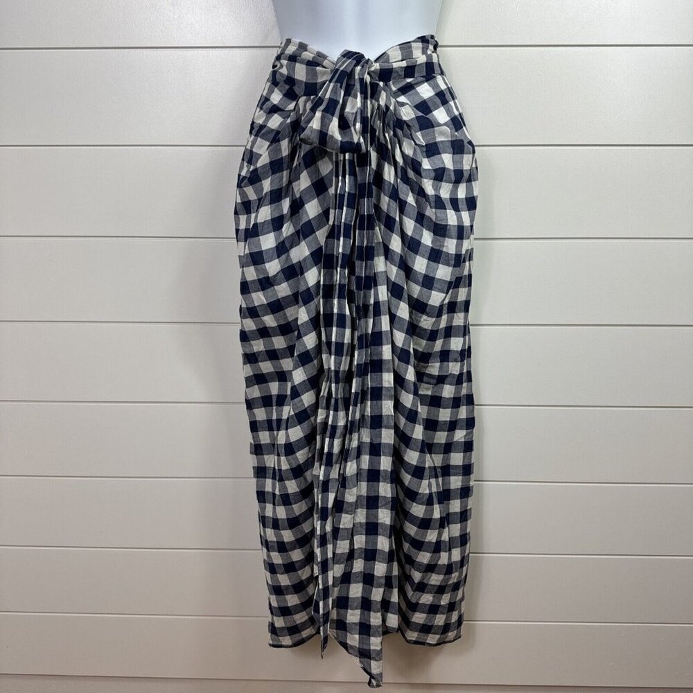 J. Crew Navy and White Checkered Swim Cover-Up
